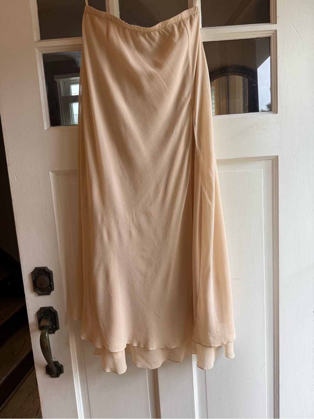 Adrianna Papell Soft Peach Cream Solk Maxi Skirt